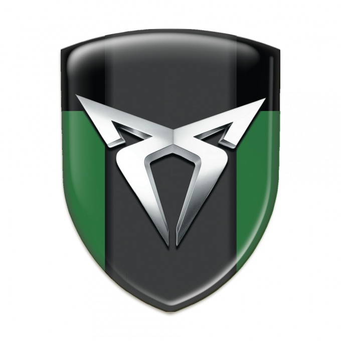 Seat Cupra 3D Gel Emblem Green Black Version with Silver Logo 