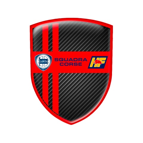 Lancia Domed Emblem Squadra Corse Carbon Red Line