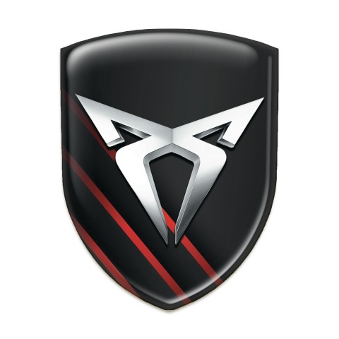 Seat Cupra 3D Gel Emblem Black with Diagonal Red Lines 