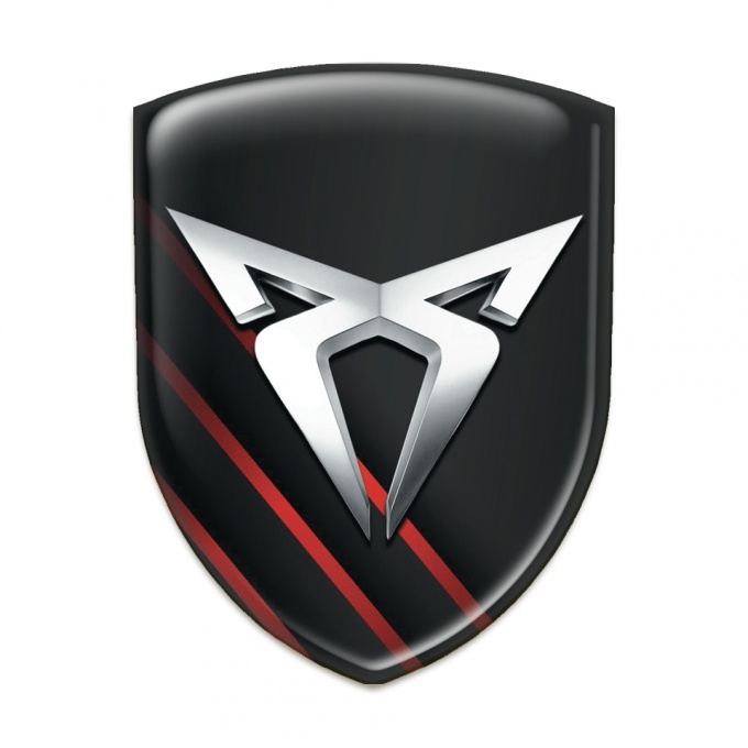 Seat Cupra 3D Gel Emblem Black with Diagonal Red Lines 