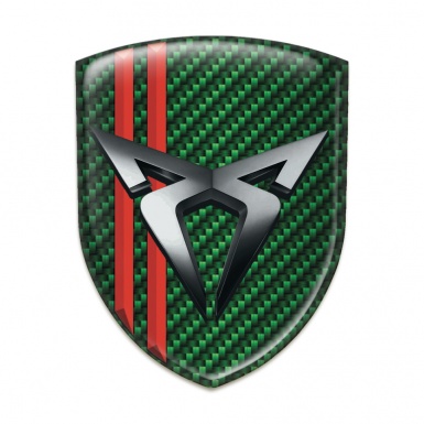 Seat Cupra Self Adhesive Car logo Emblem Green Carbon with Red Streaks 