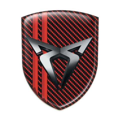 Seat Cupra Silicone Car Decal Badge Red Carbon with Red Streaks Design 