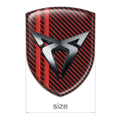 Seat Cupra Silicone Car Decal Badge Red Carbon with Red Streaks Design 