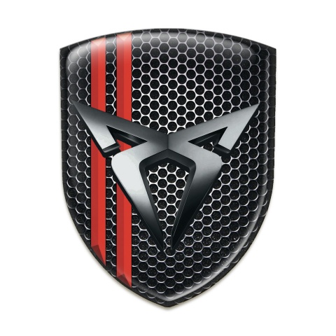 Seat Cupra Silicone Badge Perforated Steel with Red Streaks Design