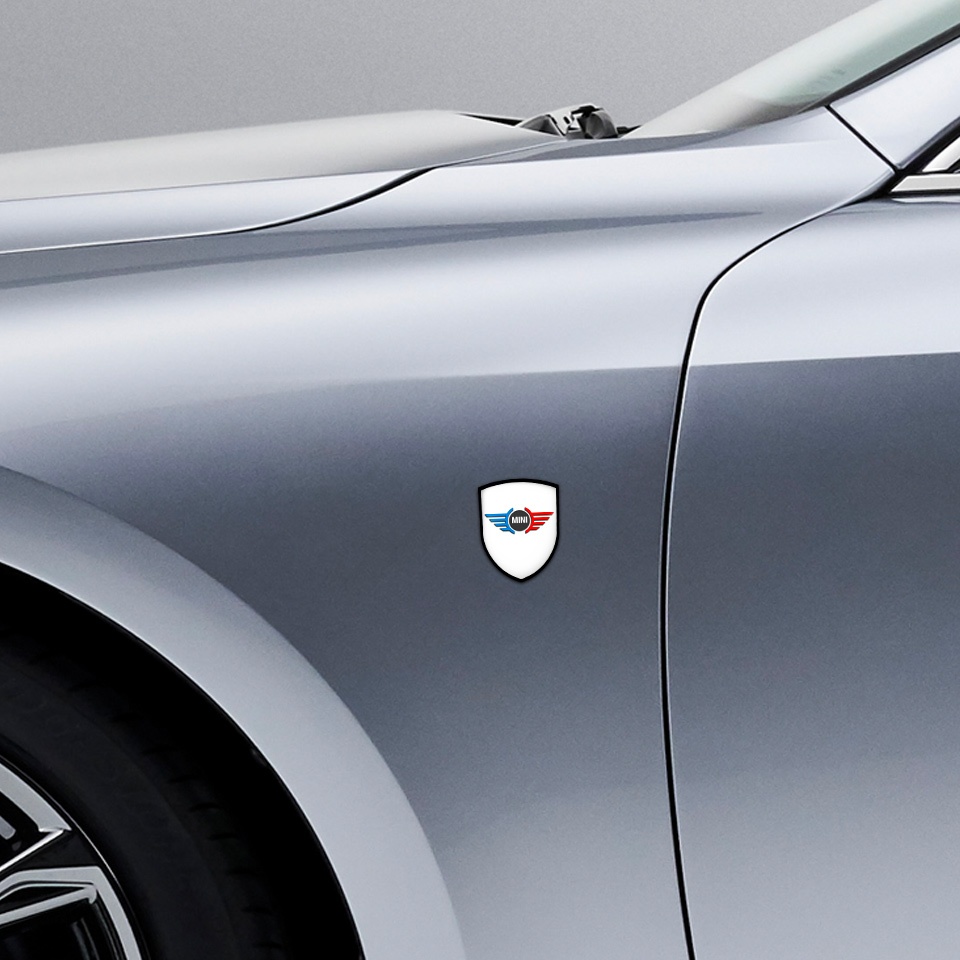 Mini Cooper Shield Domed Emblem White Simple Logo | Domed Emblems ...