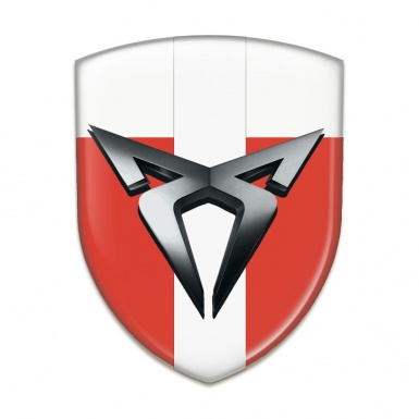 Seat Cupra 3D Gel Emblem Red White with White Bar Design 
