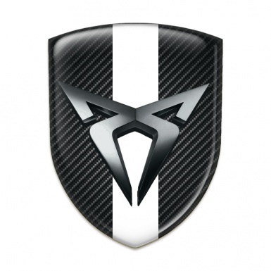 Seat Cupra Self Adhesive Car logo Emblem Dark Carbon with White Bar Style 