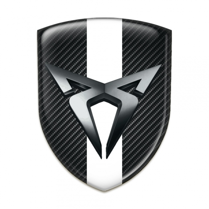 Seat Cupra Self Adhesive Car logo Emblem Dark Carbon with White Bar Style 