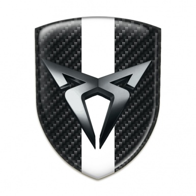 Seat Cupra Silicone Car Decal Badge Black Fibers with White Bar Style 
