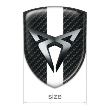 Seat Cupra Silicone Car Decal Badge Black Fibers with White Bar Style 