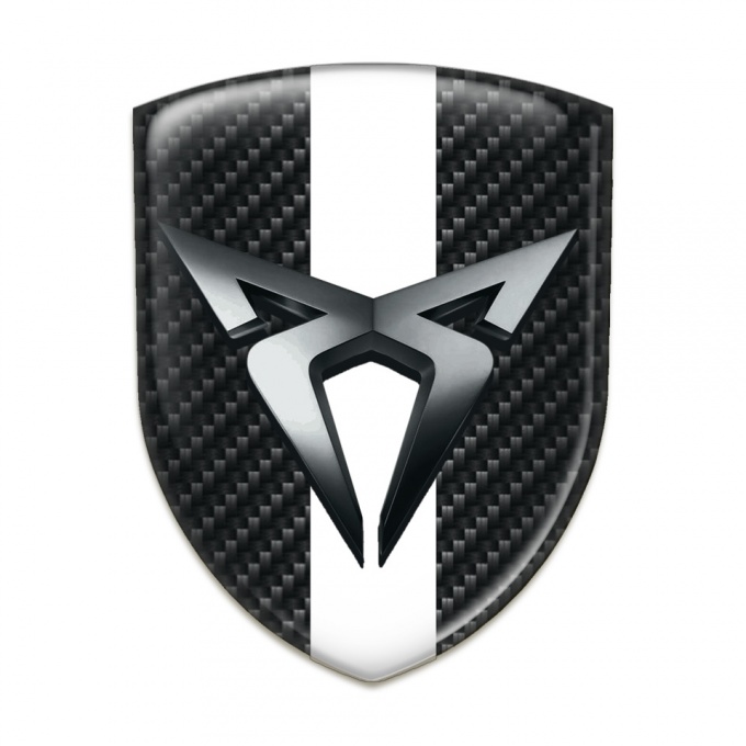 Seat Cupra Silicone Car Decal Badge Black Fibers with White Bar Style 