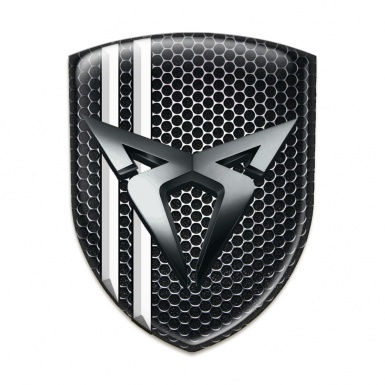 Seat Cupra Auto Emblem Perforated Steel with White Stripes 