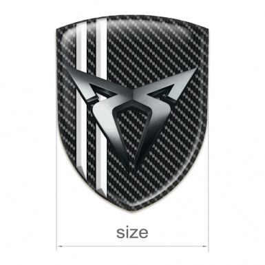 Seat Cupra Emblem Badge Logo dark Carbon White Stripes Style 