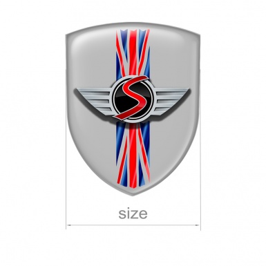 Mini Cooper S Line Silicone Emblem Simple Logo UK Flag Grey