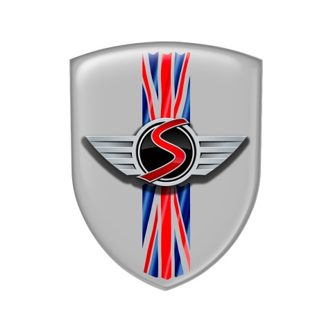 Mini Cooper S Line Silicone Emblem Simple Logo UK Flag Grey