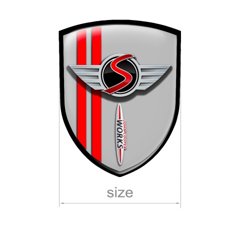 Mini Cooper S Shield Silicone Sticker John Works Grey