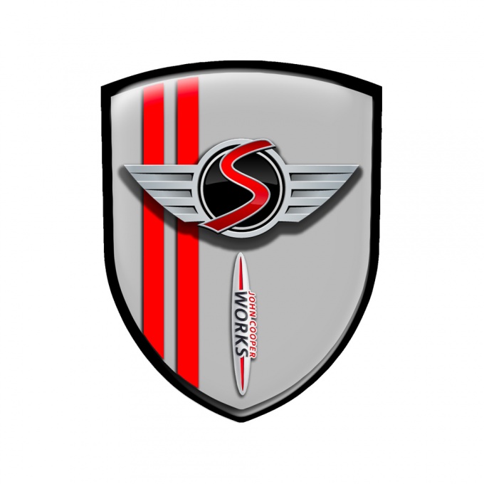 Mini Cooper S Shield Silicone Sticker John Works Grey