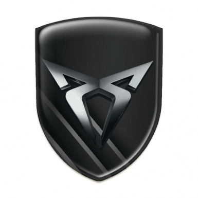 Seat Cupra Self Adhesive Car logo Emblem Black with Diagonal Gray Lines 