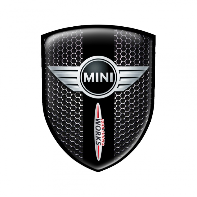 Mini Cooper Emblem Domed Circle Steel John Edition, Domed Emblems, Stickers