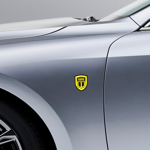 Mini Cooper Shield Silicone Emblem Black Yellow Edition