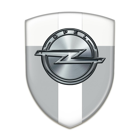 Opel Silicone Car Decal Badge Gray White with White Ribbon Edition 