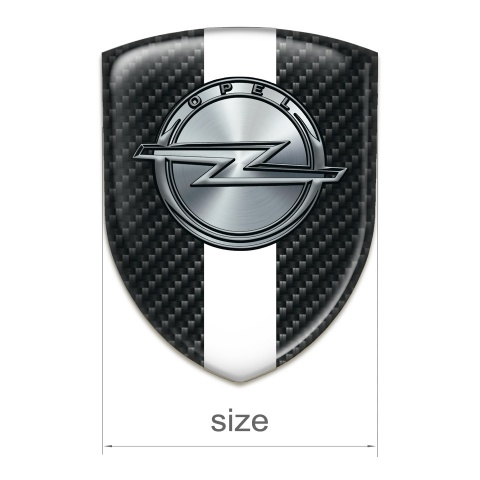 Opel Logo Emblem Dark Carbon with White Ribbon 