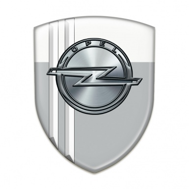 Opel Silicone Car Decal Badge Gray White with White Stripes Edition 