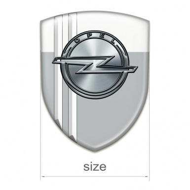 Opel Silicone Car Decal Badge Gray White with White Stripes Edition 