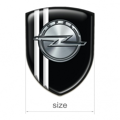 Opel 3D Gel Emblem Black with White Stripes edition 