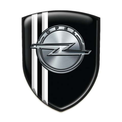 Opel 3D Gel Emblem Black with White Stripes edition 