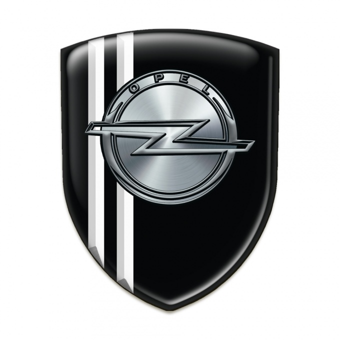 Opel 3D Gel Emblem Black with White Stripes edition 