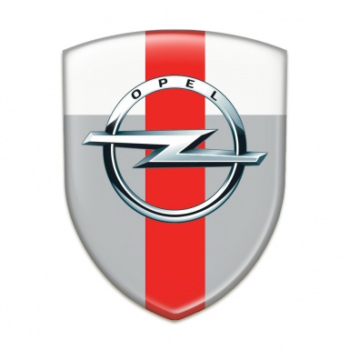 Opel Resin Sticker Grey White with Red Band Pattern 