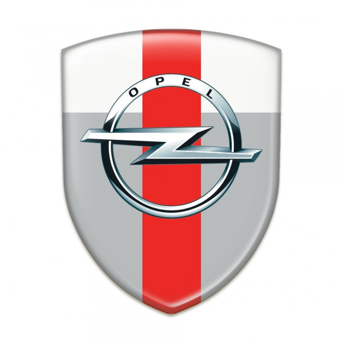 Opel Resin Sticker Grey White with Red Band Pattern 