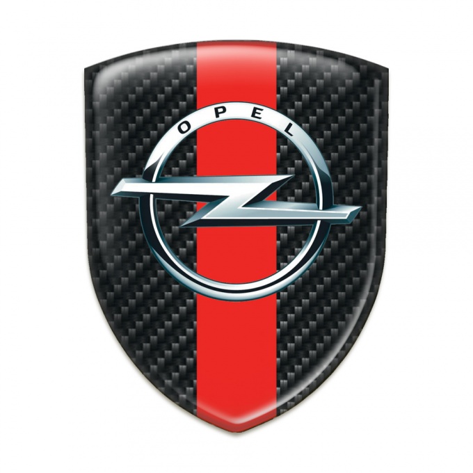 Opel Self Adhesive Car logo Emblem Dark Carbon with Red Band Model 