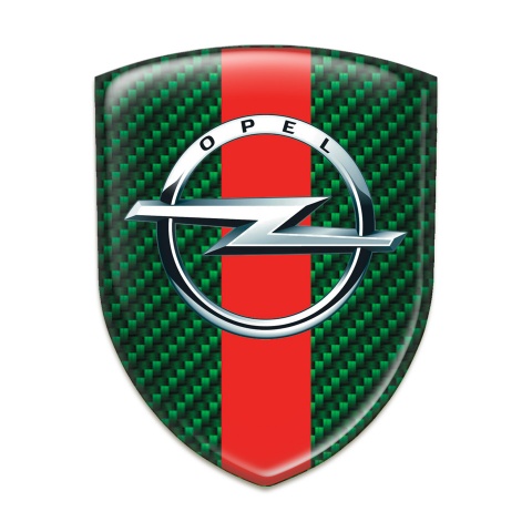 Opel Car Interior Badge Green Carbon with Red band Model 