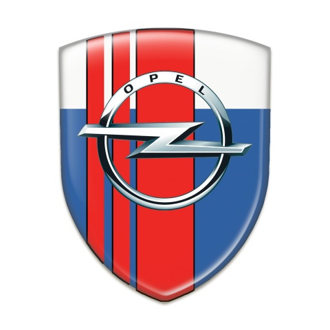 Opel 3D Gel Emblem Blue White with Red Tapes Decoration 