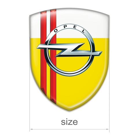 Opel Domed Emblem Yellow White Base Red Lines Decoration