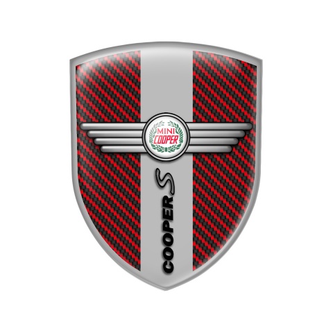 Mini Cooper S Shield Emblem Silicone Red Carbon Edition