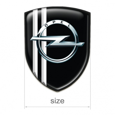 Opel Silicone Car Decal Badge Black with White Lines Type 