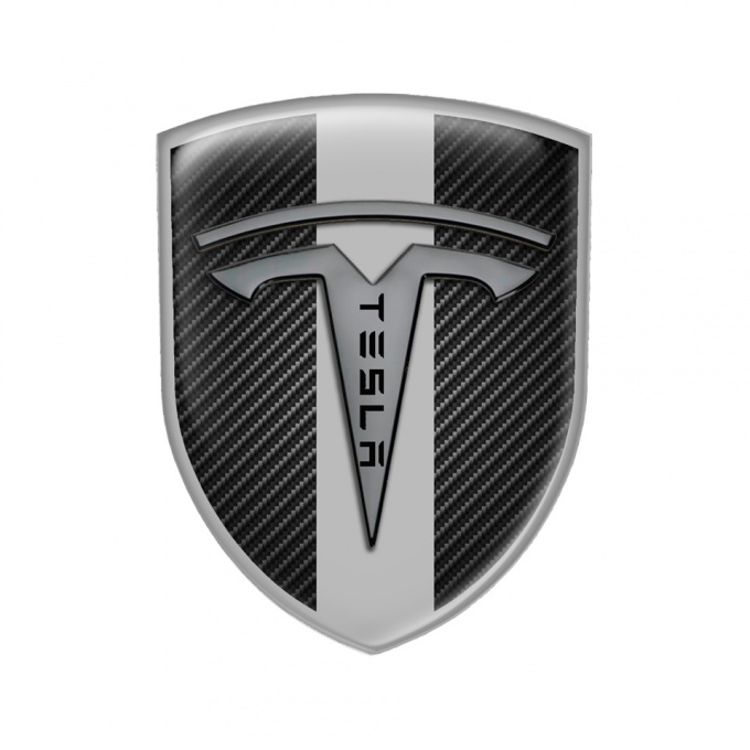 Tesla Shield Silicone Emblem Carbon Grey Line Edition