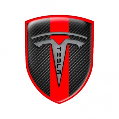 Tesla Shield Silicone Emblem Carbon Red Line Edition