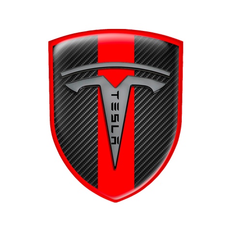 Tesla Shield Silicone Emblem Carbon Red Line Edition