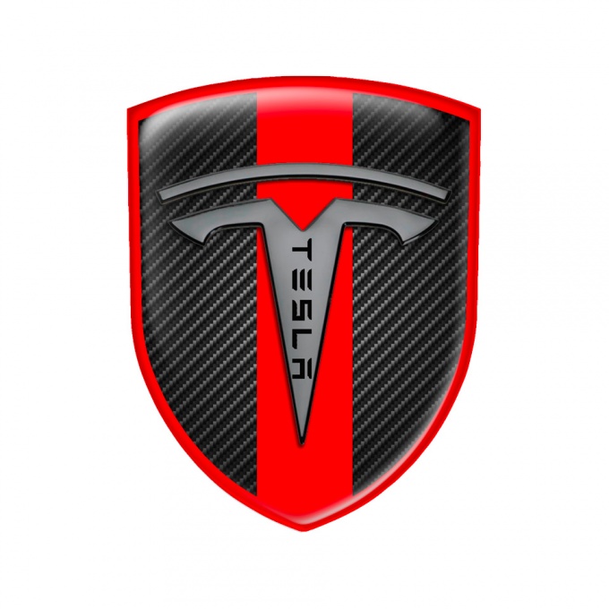 Tesla Shield Silicone Emblem Carbon Red Line Edition