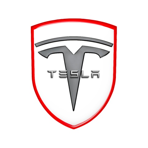 Tesla Shield Emblem Silicone White Red Edition