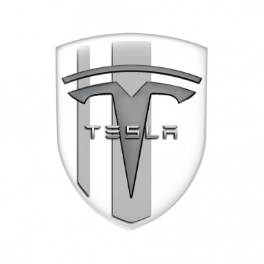 Tesla Shield Emblem Silicone White Grey Line Edition
