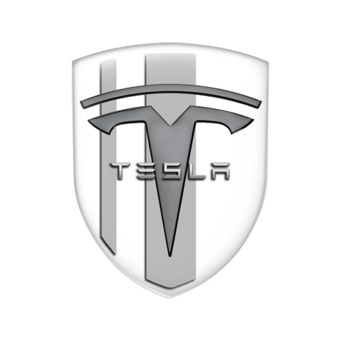 Tesla Shield Emblem Silicone White Grey Line Edition