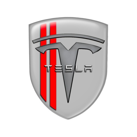 Tesla Emblem Silicone Grey Red Line Edition
