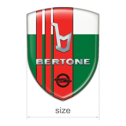 Opel Bertone 3D Gel Emblem Green White with Red Tapes Decoration 