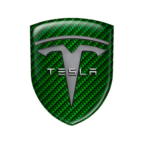 Tesla Emblem Shield Silicone Green Carbon Edition