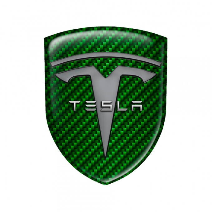 Tesla Emblem Shield Silicone Green Carbon Edition